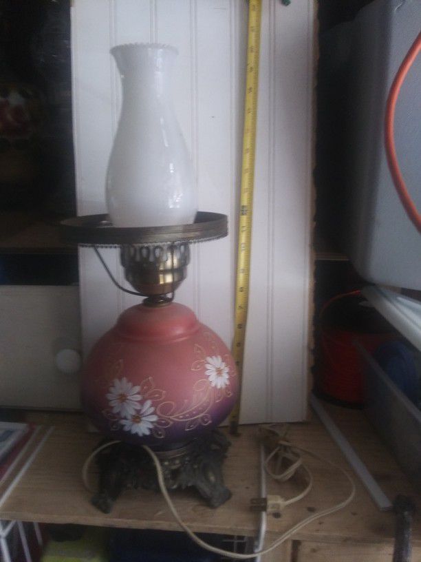Vintage glass and metal electric lamp