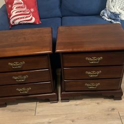 Matching Wood Nightstands by Lea – Bedside Tables (Pair)