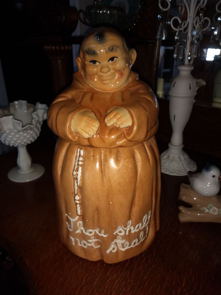 Perfect Vintage Twin Winton Friar Tuck / Monk Cookie Jar 1960's