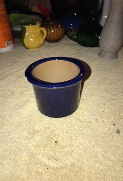 Blue Glass Flower Pot - 10$