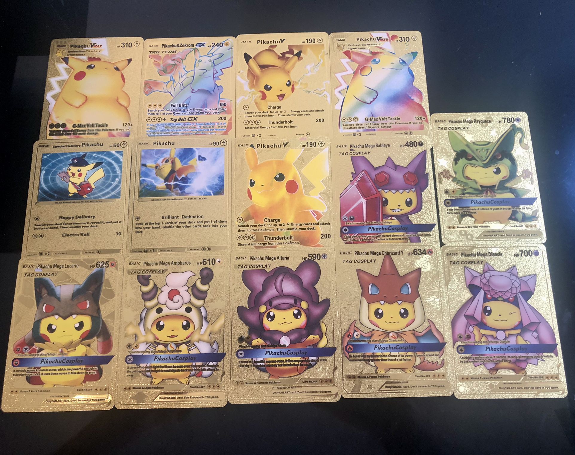 14 Gold Foil Pikachu Pokemon Cards