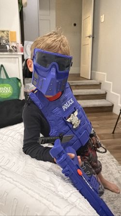 Kids Blue Police Role Play Set Vest Mask Gun Knife - 2 Sets Available