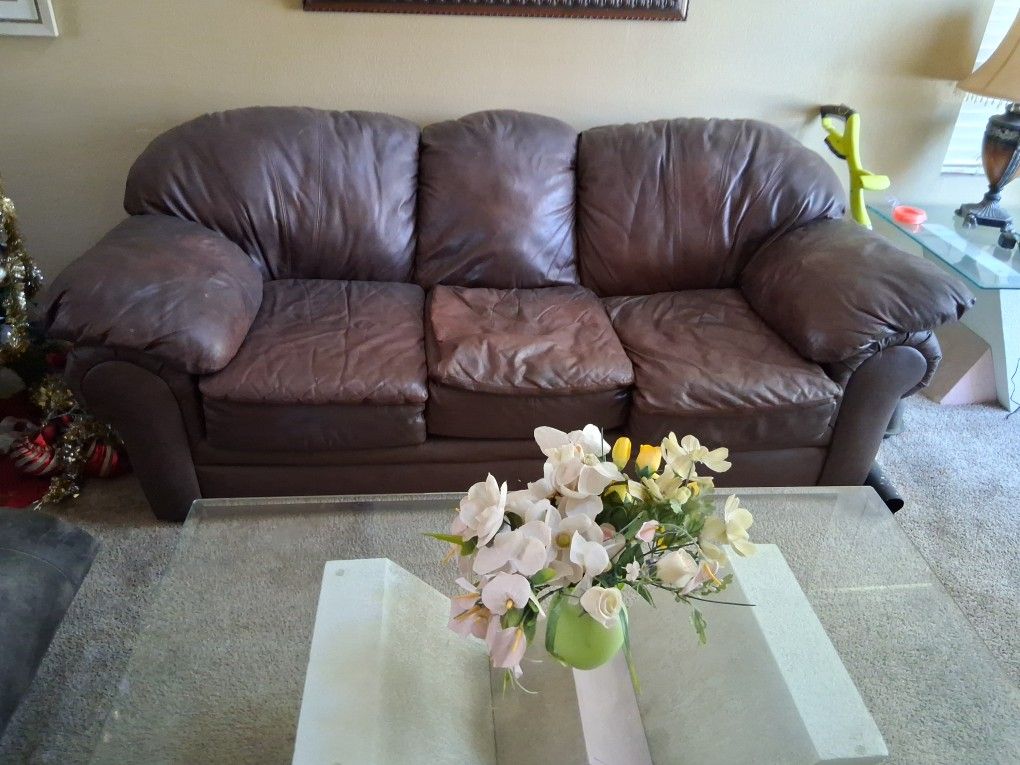 Brown Leather Sofa
