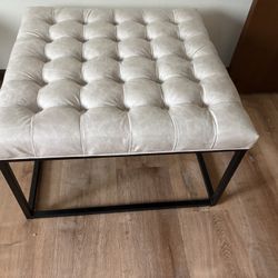 Ottoman W/ Faux Leather Top