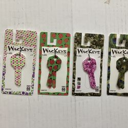 5 NEW Universal Wackeys Key Blanks Standard KW166 Keyway Ladybug, Feathers, Dots, Digital