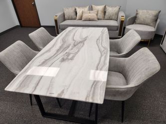 5pc dinette table glass marble top on sale for: