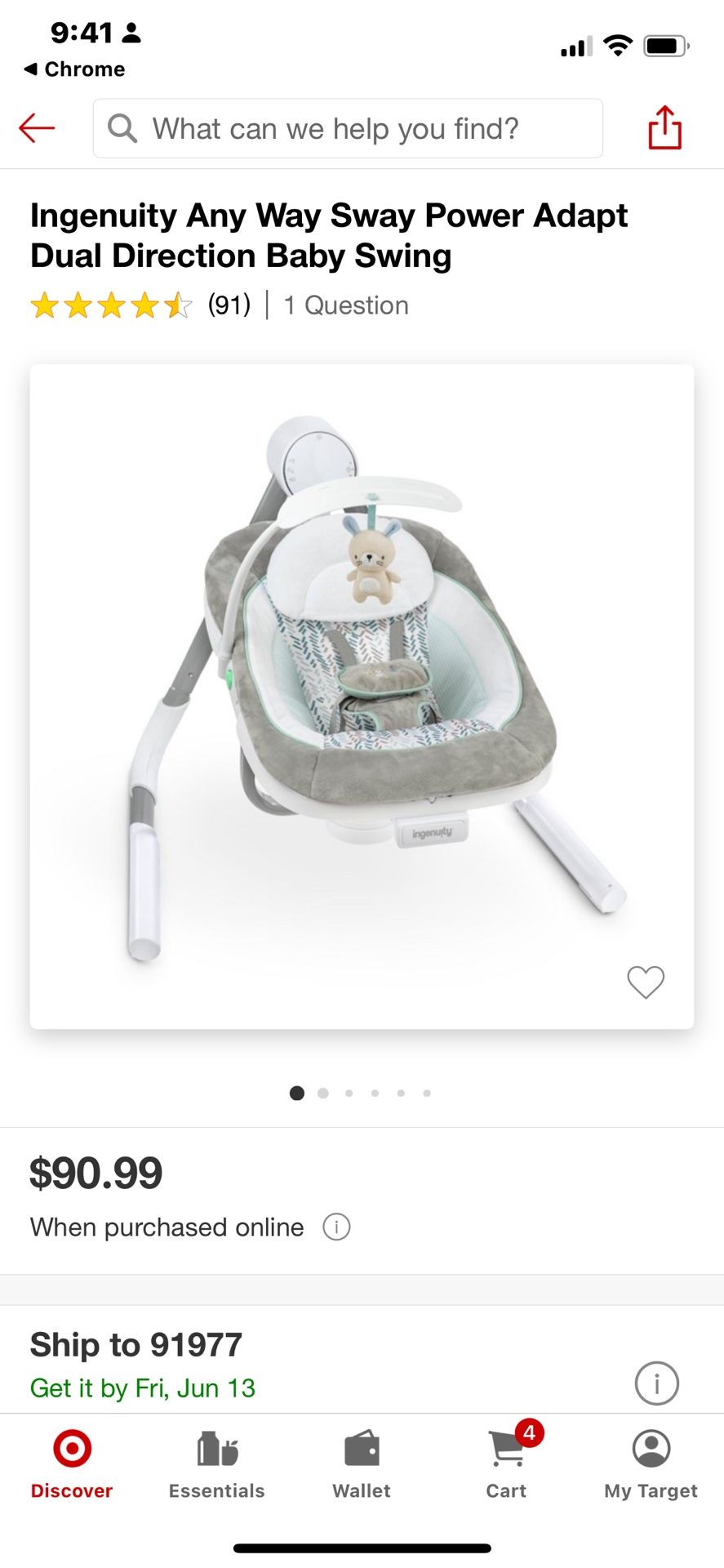 Used ingenuity baby swing