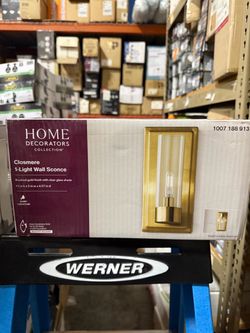 HOME DECORATORS COLLECTION® Closmere 1-Light Wall Sconce Brushed gold finish with clear glass shade