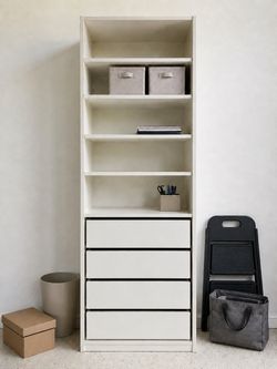 IKEA PAX closet white with Shelving Unit with Drawers