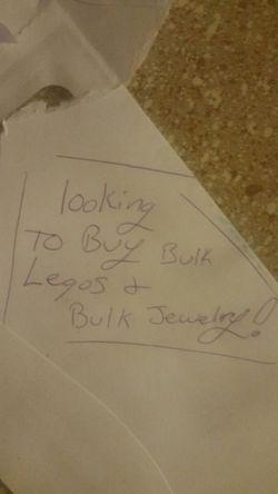 Buying Legos and jewelry in large amounts. Vintage jewelry, costume ect any. Love rings.