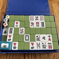 Vintage Chinese Mahjong Set - XL Jumbo Tiles with Case & Dice