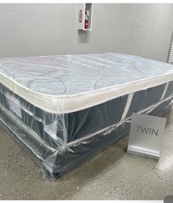 12” Firm Twin Size plush Pillowtop Mattress and Box