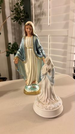 Mary vintage lot statue and Mary music box. See comments