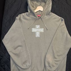 Supreme Cross Box Logo hoodie Size M Light Olive 
