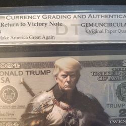 TRUMP 2024 Federal Return To Victory Note DTG 65 GEM Uncirculated 