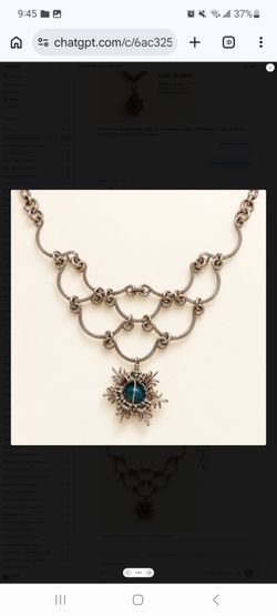 Handmade Silver-Tone Statement Necklace with Teal Stone