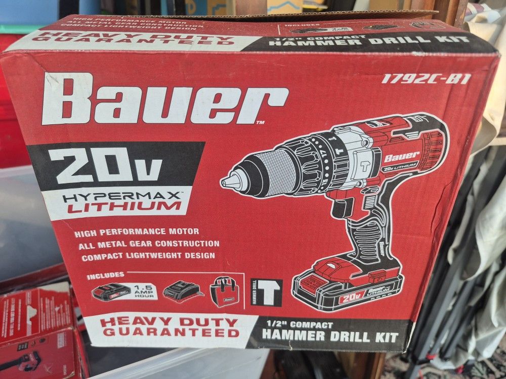 Bauer 1792C-C1 // 20V Hypermax Lithium 1/2" Hammer Drill With Charger and One Battery