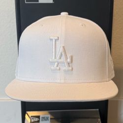New Era LA Dodgers Fitted Hat White on White available in 7 1/4, 3/8, and 1/2