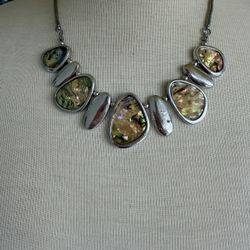 Beautiful handcrafted statement inlay necklace 21 inches in length  In great condition