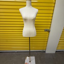 Female Mannequin Torso Dress Form Adjustable Stand Metal Base Beige Gold