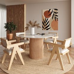 Round Dining Table Pedestal Marble top