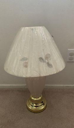 Lamp - ivory with gold trim and lamp shade included