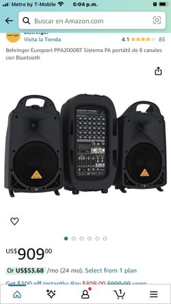 Behringer Europort PPA2000BT Sistema PA portátil de 8 canales con Bluetooth Más como esto Behringer Europort PPA2000BT Sistema PA portátil de 8 canale