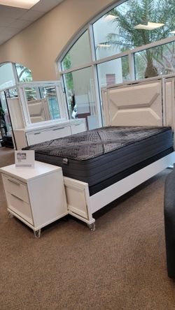 White Led Lights New Style Bedroom Set Queen Set White