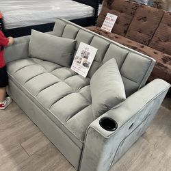 Pullout Sofa Sleeper - Available In Black And White