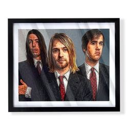 Art piece of the band nirvana in black Frame