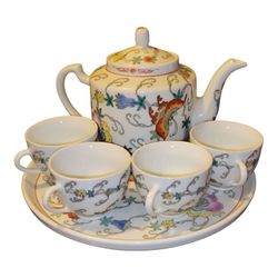 vintage 1970s Chinese Jingdezhen porcelain tea service Set