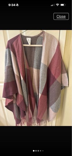 Women's Plaid Fringe Wrap Poncho
