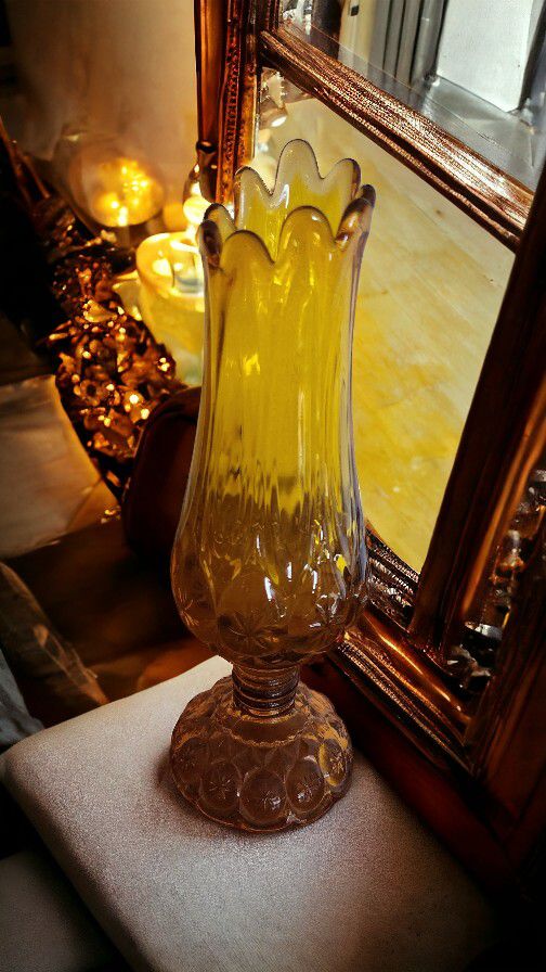 Vintage L.E.Smith Swung Cadmium Moon & Stars Vase