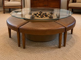 Luxury Modular Round Coffee Table with Beveled Glass Top