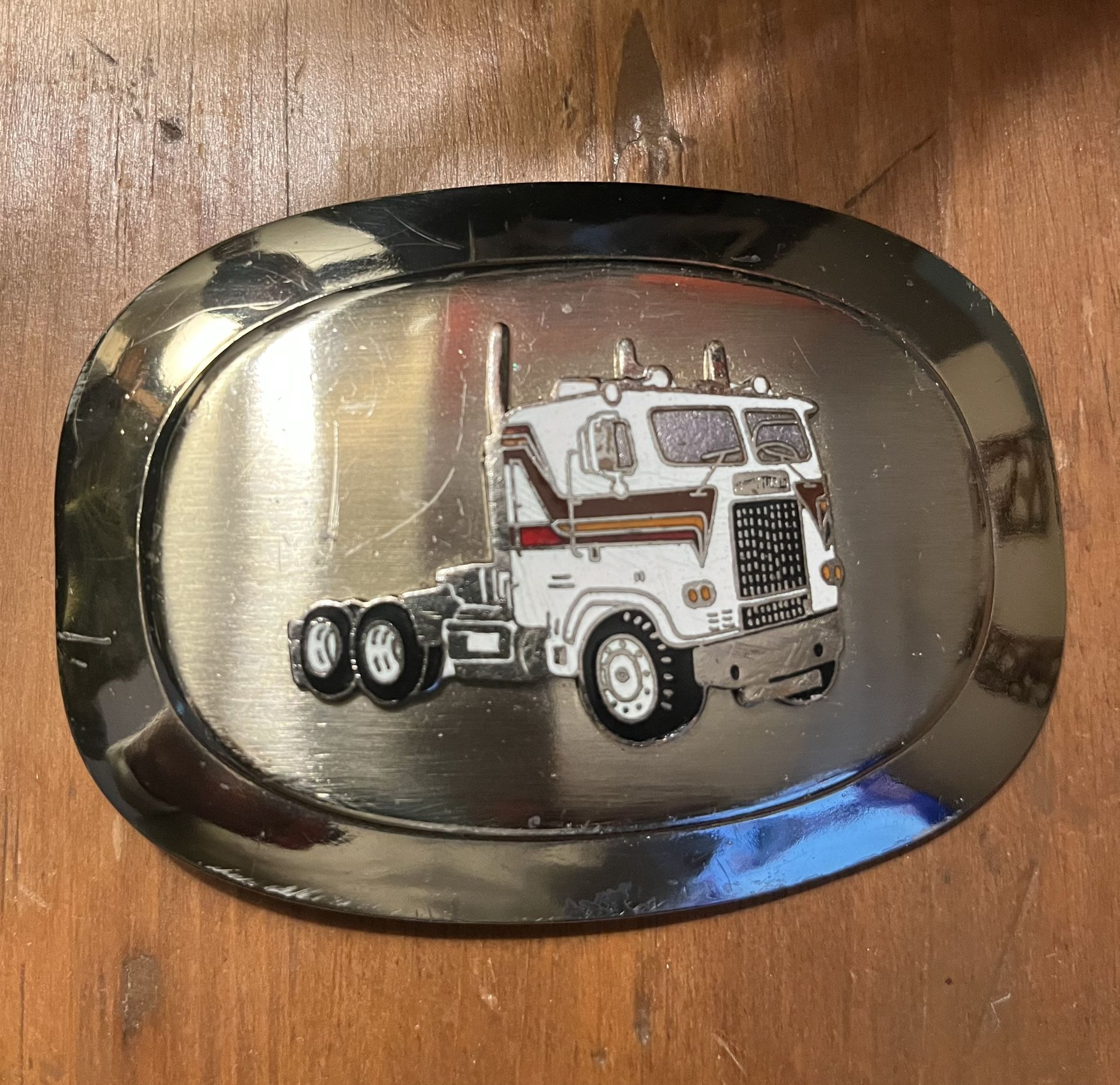 Vintage Silver Semi-Truck Belt Buckle