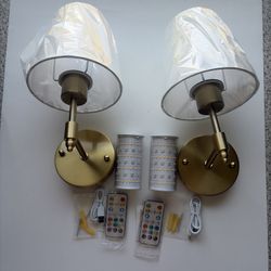 Battery Operated Wall Sconces Set of Two, Wireless Battery Wall Light with 10000mAh RGB