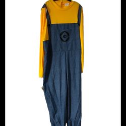 Minions XXL Plus Size Men’s One Piece Yellow/blue Jumpsuit & Yellow Vinnie,sleeve 27”, armpit 28” each side, inseam 32”, length 69”, waist 48” sample 