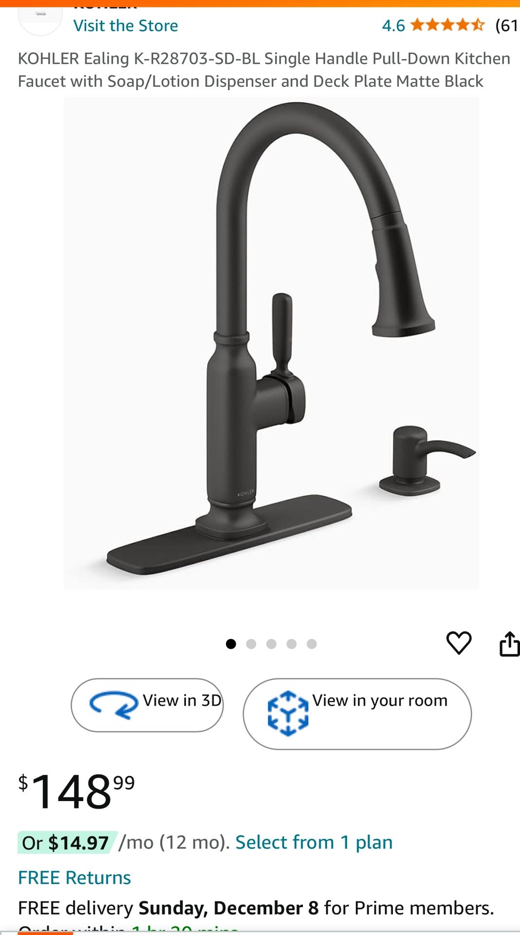 kitchen faucet Kohler new