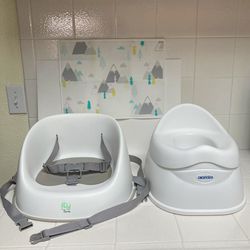 Ingenuity Ity Booster Seat, Cloud Island Silicone Placemat, and Monti Montessori Potty