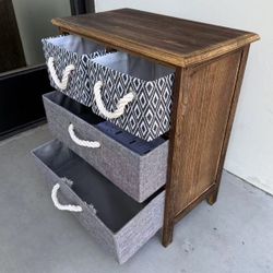 New In Box 20x12x23 Inch Tall 4 Fabric Drawers Mini Night Side Table Stand Brown And Gray Color Home Decor Cabinet 