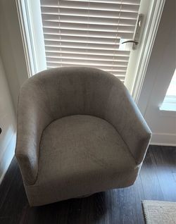 Beige Fabric Barrel Accent Chair