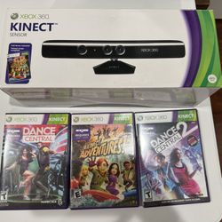 Xbox 360 Kinect With 3 Games