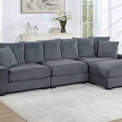 Large Grey Sectional With Extra Wide Chaise