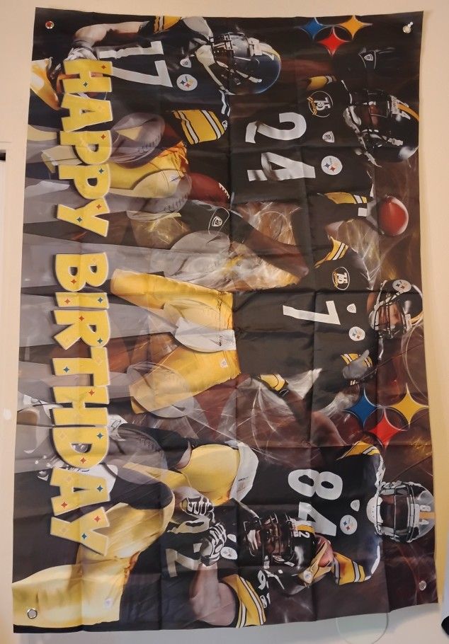 Steelers Birthday Banner 3 x 5 ft NEW