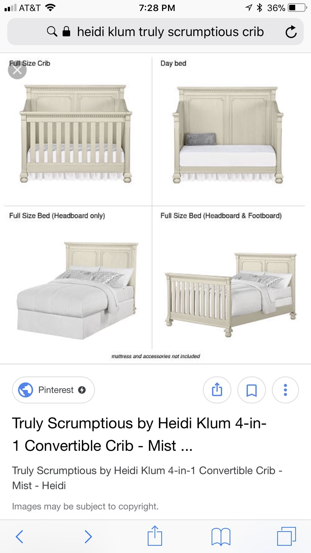 Heidi Klum Convertible crib with conversion kit