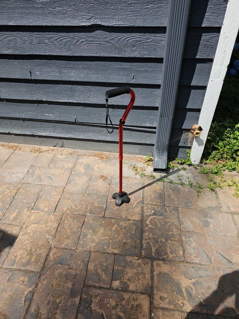 Red Aluminum Cane With Stable Base