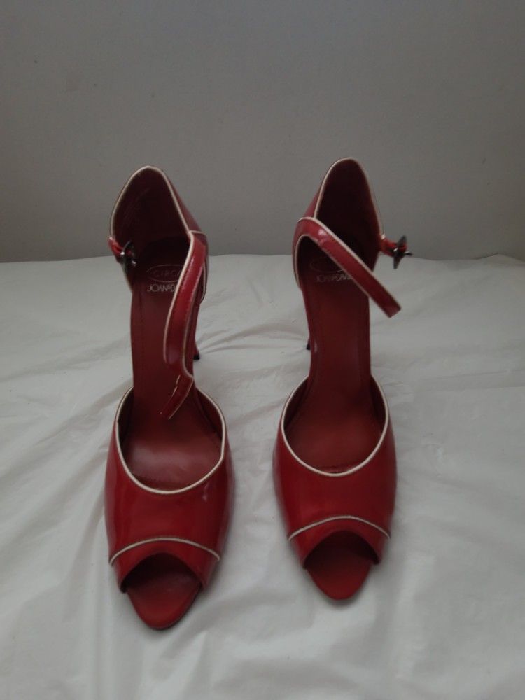 Joan&David Red Heels White Rim