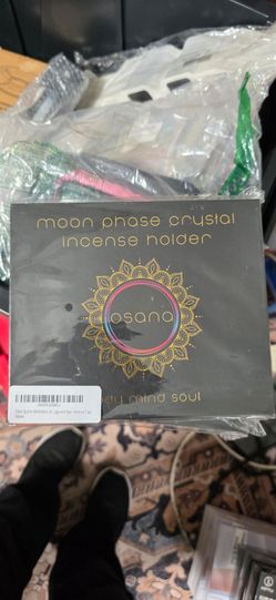 Clear quartz moon phase incense holder