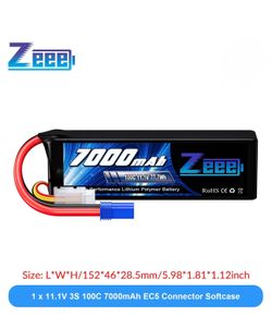 Untested Zeee 3S LiPo Battery 7000mAh 11.1V 100C EC5 for RC Car Truck Tank Racing Models