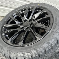 NEW 22" Wheels Rims & Tires Chevy Chevrolet Silverado 1500 Tahoe Suburban Avalanche GMC Sierra Yukon